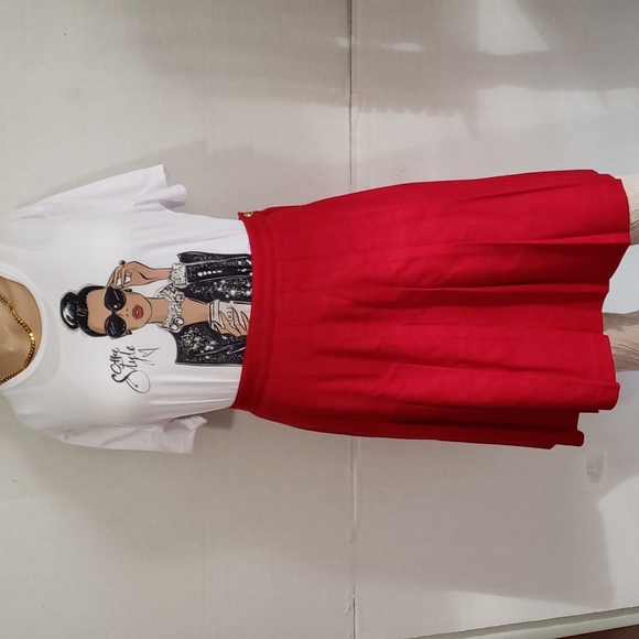 FUNDAMENTALS THINGS PLEATED HIGH WAIST SKATER SKIRT. - Picture 5 of 6